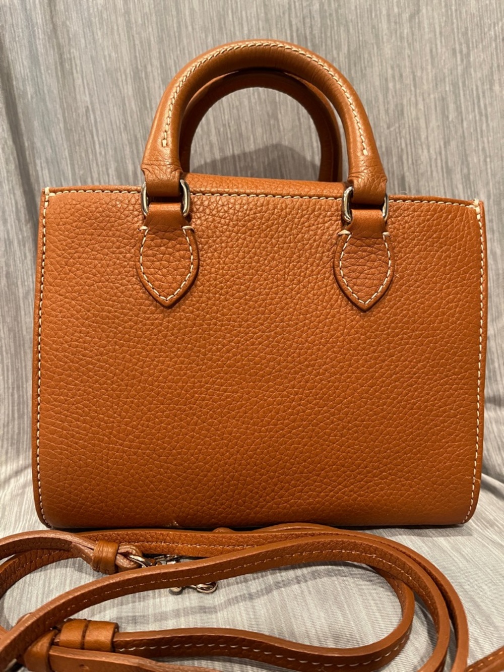 Dooney & Bourke Caramel Brown Pebbled Leather Satchel - Picture 4 of 16